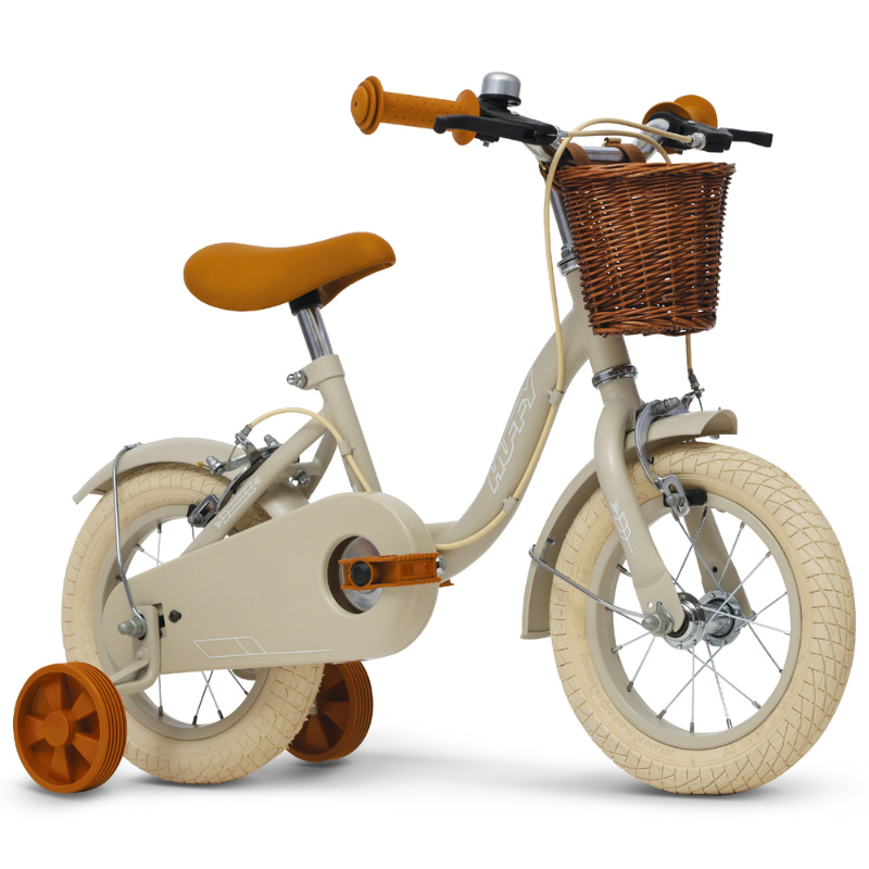 Vintage 12' Bike with stabilisers for Kids 3-5 years in Matte Grey